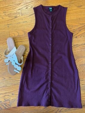 wild fable Plum Button-Front Ribbed Tank Dress XXL